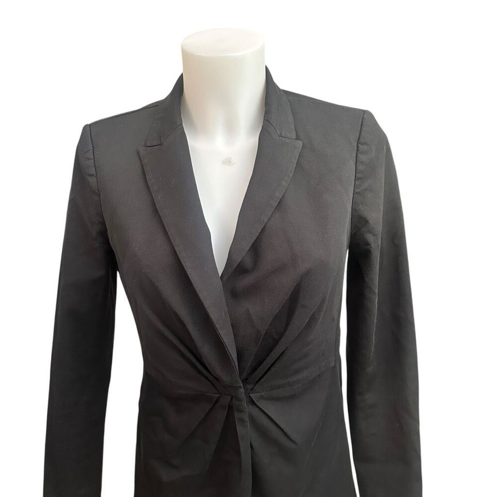 Rebecca Taylor Black Notched Collar Pleated Ruched Front Blazer Jacket sz 2 - Picture 2 of 10
